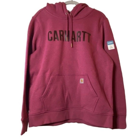 Carhartt Women's Relaxed‎ Fit Midweight Logo Graphic Sweatshirt Beet Red Heather - Picture 1 of 6